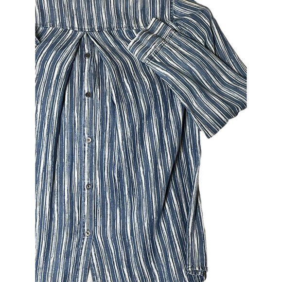 NWT Tribal Jeans Eclipse Striped Button-Up Shirt BUTTON BACK Size L Lyocell - Picture 8 of 12